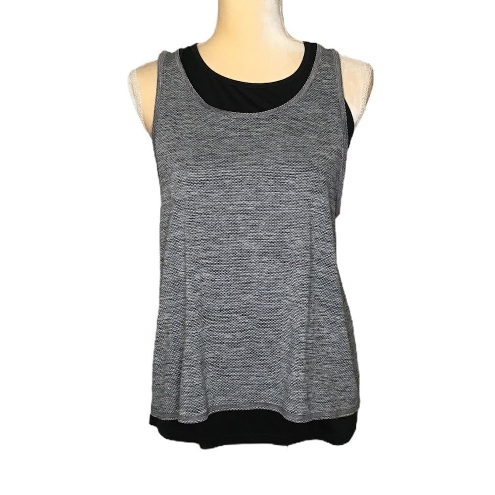 Women Tank Top C9 Champion Duo Dry Medium Active Black/Gray Double Layers
